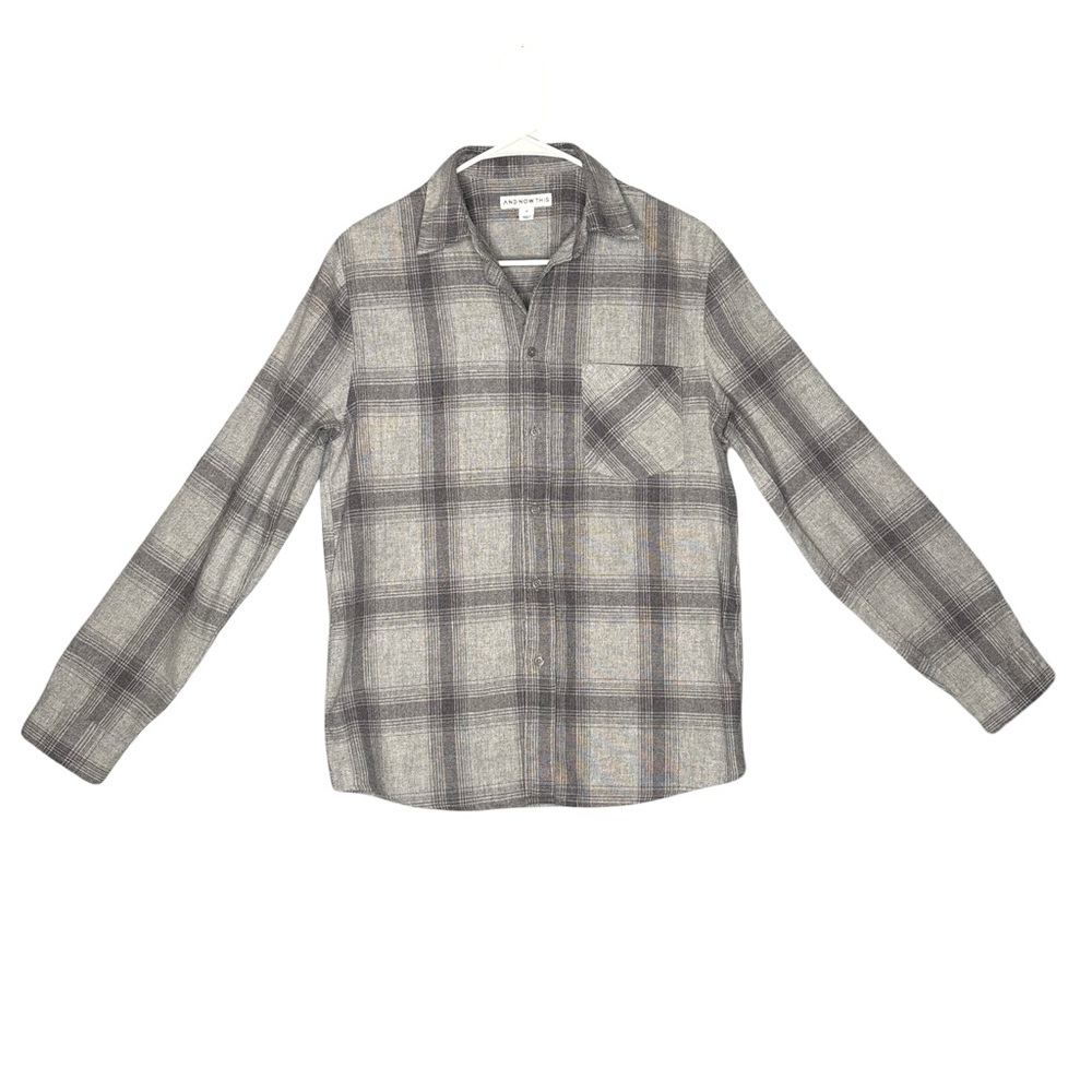 Gray Plaid Button Down Shirt - Casual Men's Wear Small